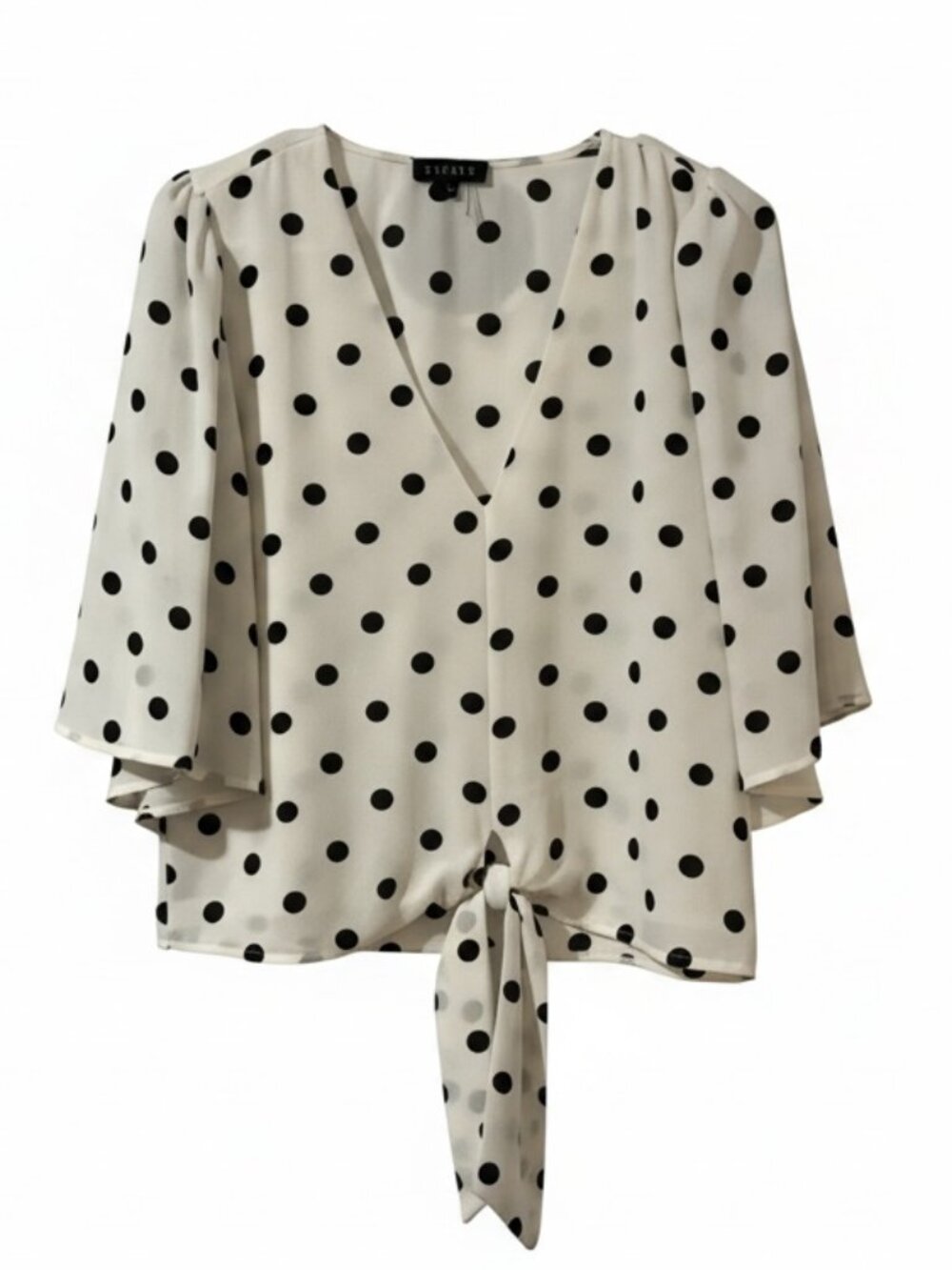 Polka Dot Top w. 3/4 Sleeves - Size M